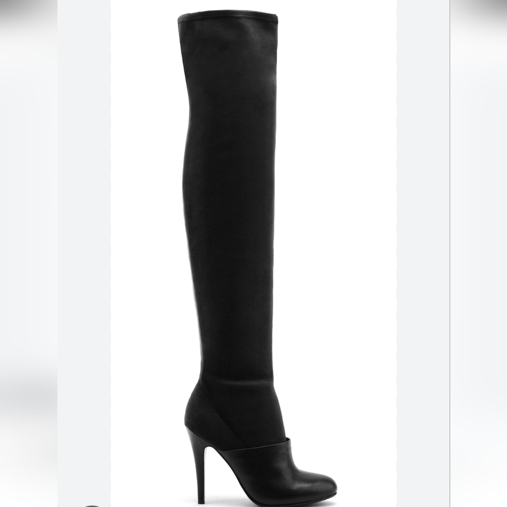 United Nude Boot In Boot Knee High Boots Size 39 Black Leather And Fabric